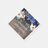 Rustic String Lights Floral Navy en Royal Blue Servet (Hoek)
