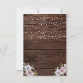 Rustic String Lights Floral Photo Wedding RSVP Kaartje (Achterkant)
