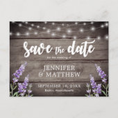 Rustic String Lights Flowers Wedden op de datum Aankondigingskaart (Voorkant)