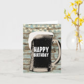 Rustic String Lights Giant Beer Glass Verjaardag Kaart (Gele Bloem)