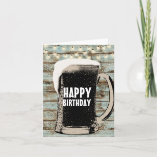 Rustic String Lights Giant Beer Glass Verjaardag Kaart