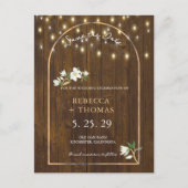 Rustic String Lights Gold Arch Magnolia Aankondigingskaart (Voorkant)