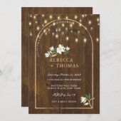 Rustic String Lights Gold Arch Magnolia Rehearsal Kaart (Voorkant / Achterkant)