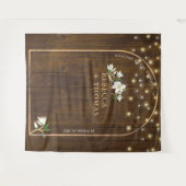 Rustic String Lights Gold Arch Magnolia Wedding Wandkleed (Voorkant (horizontaal))