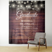 Rustic String Lights Graduation Party Backdrop Wandkleed (In situ)