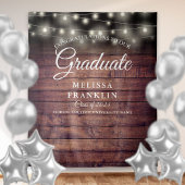 Rustic String Lights Graduation Party Backdrop Wandkleed