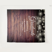 Rustic String Lights Graduation Party Backdrop Wandkleed (Voorkant (horizontaal))