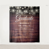 Rustic String Lights Graduation Party Backdrop Wandkleed (Voorkant)