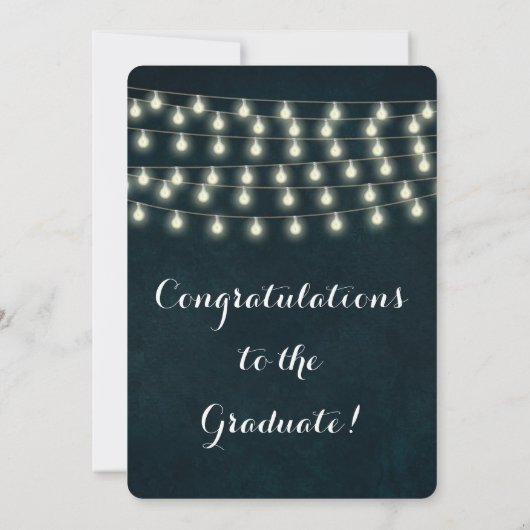 Rustic String Lights Graduation Party Kaart (Achterkant)