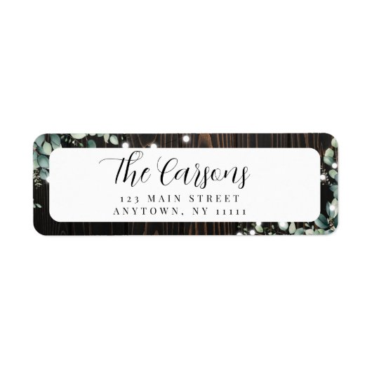 Rustic String Lights Greenery Retouradreslabel Etiket (Voorkant)