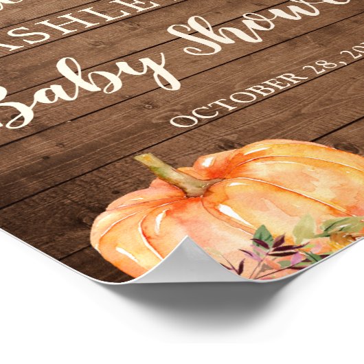 Rustic String Lights Herfst Pumpkin Baby shower Poster (Hoek)