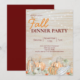 Rustic String Lights Herfst Pumpkin Dinner Party Kaart