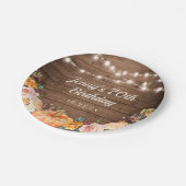 Rustic String Lights Herfst Pumpkin Happy Birthday Papieren Bordje (Gekanteld)