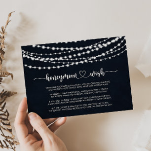 Rustic String Lights Honeymoon Wens  Informatiekaartje