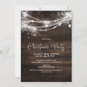 Rustic String Lights Hout Kerstfeest Kaart (Voorkant)