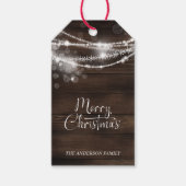 Rustic String Lights Hout Kerstmis Cadeaulabel (Voorkant)