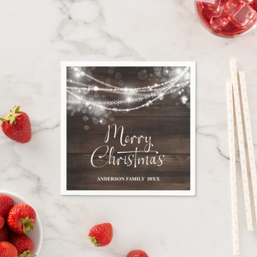 Rustic String Lights Hout Kerstmis Servet (Insitu)