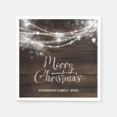 Rustic String Lights Hout Kerstmis Servet (Voorkant)