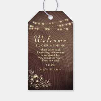Rustic String Lights Huwelijk Welkom Labels Cadeaulabel