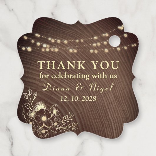 Rustic String Lights Huwelijksgunst Label (Achterkant)