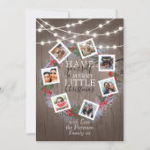 Rustic String Lights Kerstmis 7 Foto Feestdagenkaart (Voorkant)