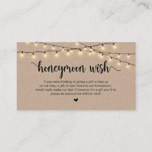 Rustic String Lights, Kraft, Honeymoon Wish Informatiekaartje