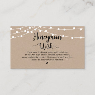 Rustic String Lights, Kraft, Honeymoon Wish Informatiekaartje