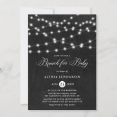 Rustic String Lights Krijtbord Baby shower Brunch Kaart (Voorkant)