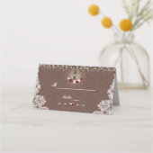 Rustic String Lights Lace Burlap Table Number Plaatskaartje (Voorkant)
