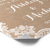 Rustic String Lights Lace Burlap Wedding Sign Poster (Hoek)