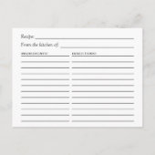 Rustic String Lights Lace Floral Bridal Recipe Briefkaart (Achterkant)