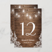 Rustic String Lights Lace Wedding Table Number RSVP Kaartje (Voorkant / Achterkant)