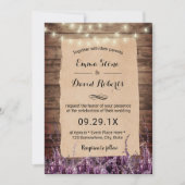 Rustic String Lights Lavender Floral Wedding Kaart (Voorkant)