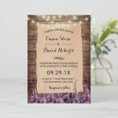 Rustic String Lights Lavender Floral Wedding Kaart (Staand voorkant)