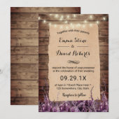 Rustic String Lights Lavender Floral Wedding Kaart (Voorkant / Achterkant)