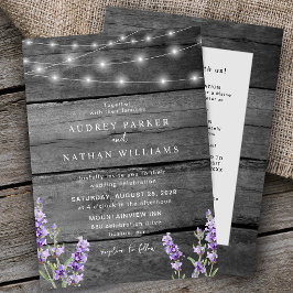 Rustic String Lights Lavender met Details Weddensc Kaart