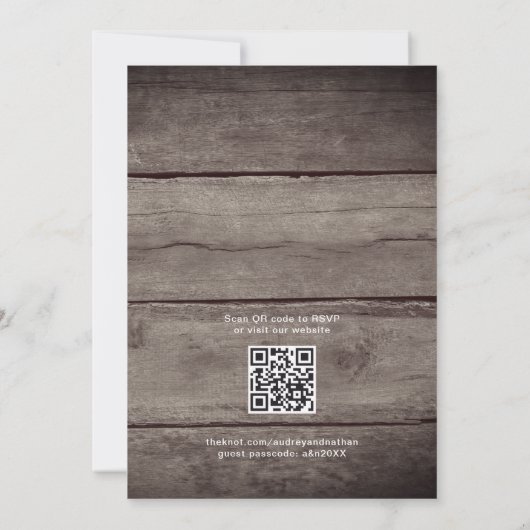 Rustic String Lights Lavender QR Code Weddenschap Kaart (Achterkant)