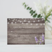 Rustic String Lights Lavender RSVP Kaartje (Staand voorkant)