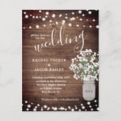 Rustic String Lights Mason Jar Budget Wedding Post Briefkaart (Voorkant)