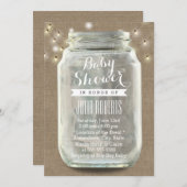 Rustic String Lights Mason Jar Burlap Baby shower Kaart (Voorkant / Achterkant)