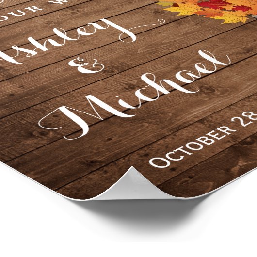 Rustic String Lights Mason Jar Fall Wedding Sign Poster (Hoek)