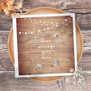 Rustic String Lights Mason Jar geperonaliseerd Servet