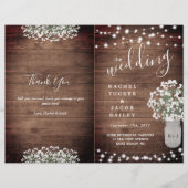 Rustic String Lights Mason Jar Wedding Program (Voorkant)