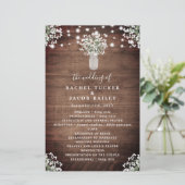 Rustic String Lights Mason Jar Wedding Program (Staand voorkant)