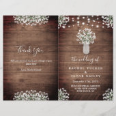 Rustic String Lights Mason Jar Wedding Program (Voorkant)