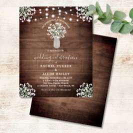 Rustic String Lights Mason Jar Wedding Uitnodiging