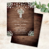 Rustic String Lights Mason Jar Wedding Uitnodiging