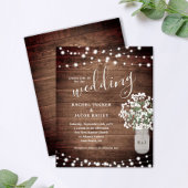 Rustic String Lights Mason Jar Wedding Uitnodiging