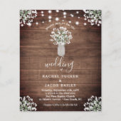 Rustic String Lights Mason Jar Wedding Uitnodiging (Voorkant)