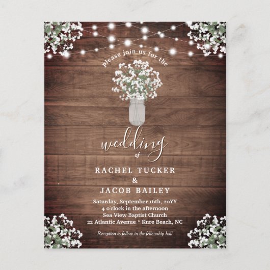 Rustic String Lights Mason Jar Wedding Uitnodiging (Voorkant)